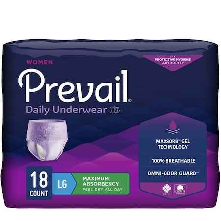 Prevail For Women Daily Underwear Prevail for Women Daily Absorbent Underwear, Large, Heavy Absorbency, 18PK PWC-513/1
